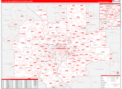 St. Louis Metro Area Wall Map Red Line Style 2024